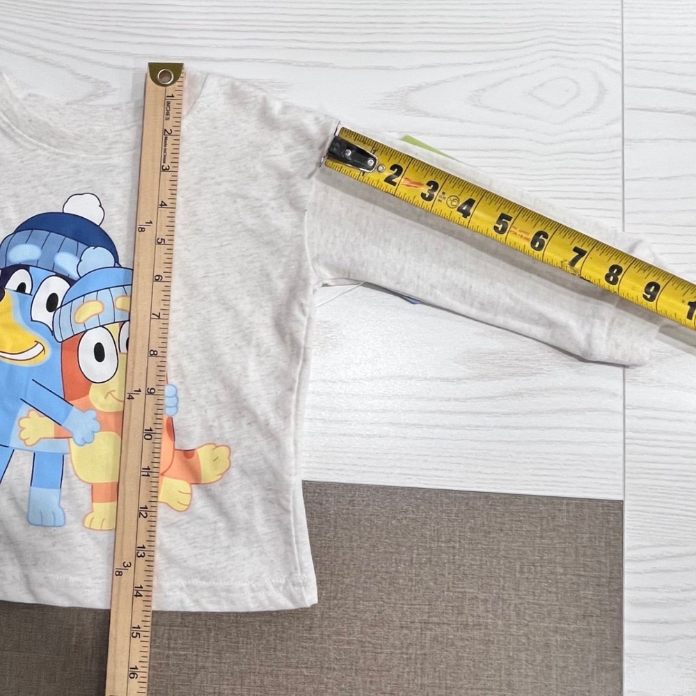 Bluey Graphic T-Shirt Kids 2T Oatmeal Long Sleeve Bingo Winter Beanie Hug - Picture 9 of 10